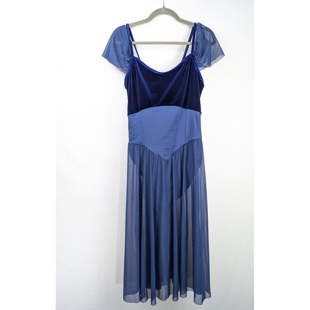 Velvet Mesh Dance Maxi Dress Size XL Blue Witchy Whimsigoth Performance Skort